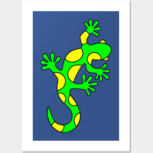 Poison Green Yellow Lizard Posters and Art